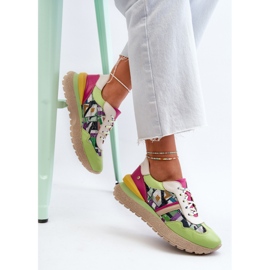 Sneakers da Donna in Pelle con Plateau Maciejka 06322-09 Verde-Rosa 1