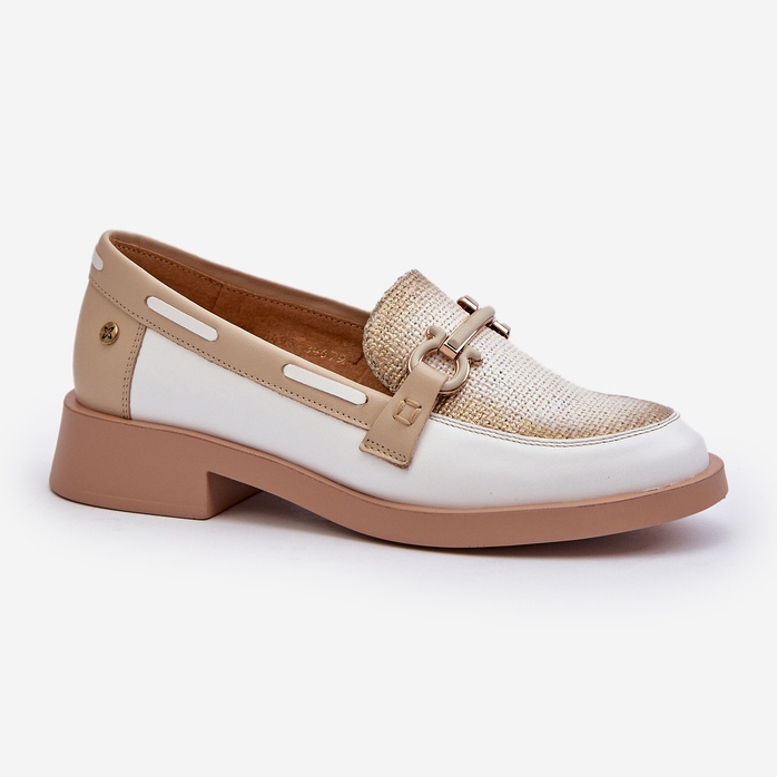Mocassini in pelle Scarpe da donna Maciejka 06493-11 Bianco e Beige bianca 2