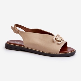 Sandali Con Tacco Piatto Da Donna Con Decorazione, Loraeleh Beige 1
