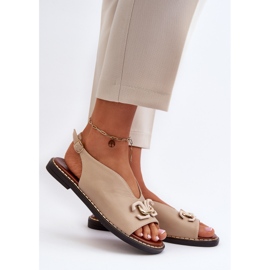 Sandali Con Tacco Piatto Da Donna Con Decorazione, Loraeleh Beige 2