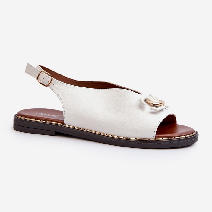 Sandali Con Tacco Piatto Da Donna Con Decorazione, Loraeleh Bianco 1