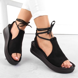 Sandali stringati neri da donna Potocki 21331 nero 1