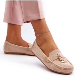 Mocassini classici da donna in pelle scamosciata Beige 4