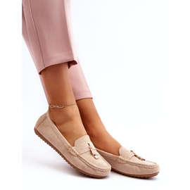 Mocassini classici da donna in pelle scamosciata Beige 3