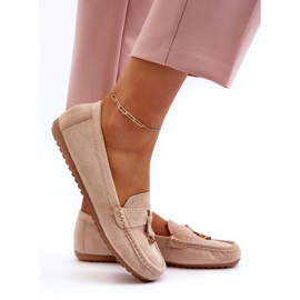 Mocassini classici da donna in pelle scamosciata Beige 2