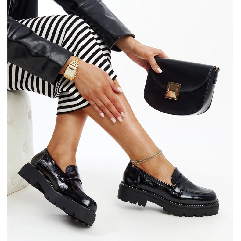 Mocassini in pelle nera nero 1