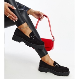 Scarpe in pelle nera con fibbia decorativa nero 1