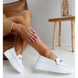 Mocassini da donna in pelle bianca 1