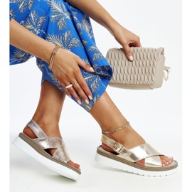 Sandali Ithar con plateau in pelle oro d'oro 1