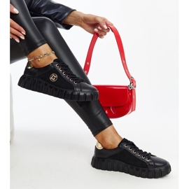 Sneakers in pelle nera con strass Stradone nero 1