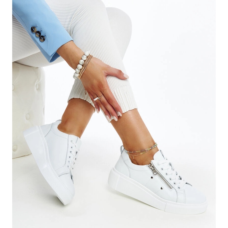 Sneakers in pelle bianca con plateau alto Rahal 1
