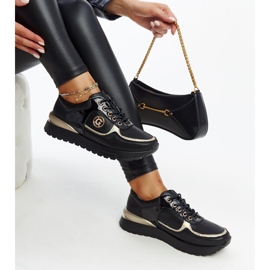 Scarpe in pelle nera con fibbia decorativa nero 1