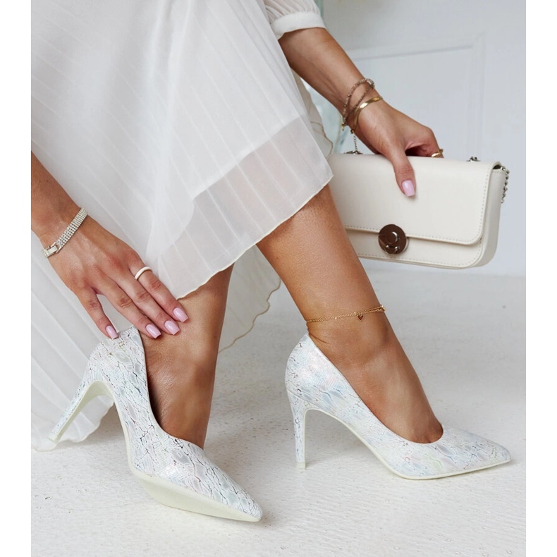 Decolleté argento metallizzato con inserto Gantier in pelle d'argento 1