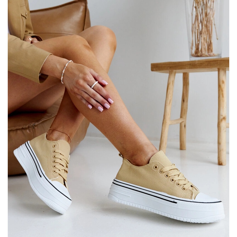 Sneaker beige scuro con spessa suola Bahira 1