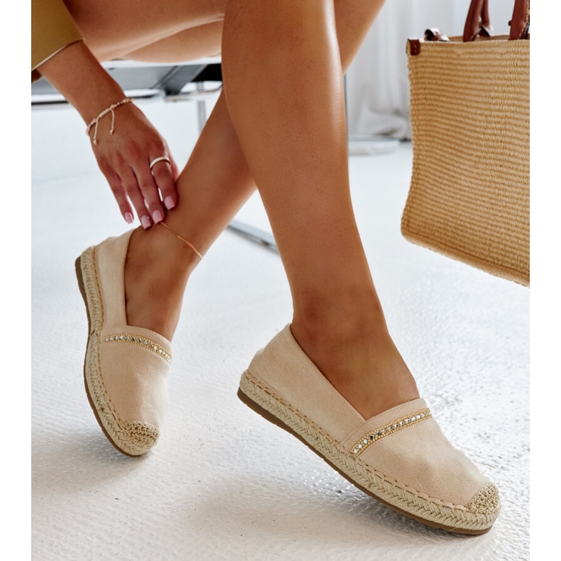 Espadrillas beige chiaro con strass Abia 1