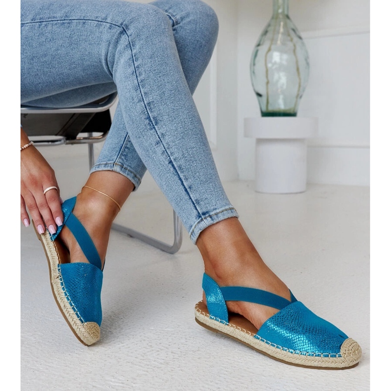 Espadrillas blu con tacco aperto Tharna 1
