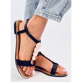 Ennes Sandali neri con decorazione oro nero 2