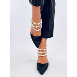 Décolleté tacco aperto con perle Harmony Black nero 1