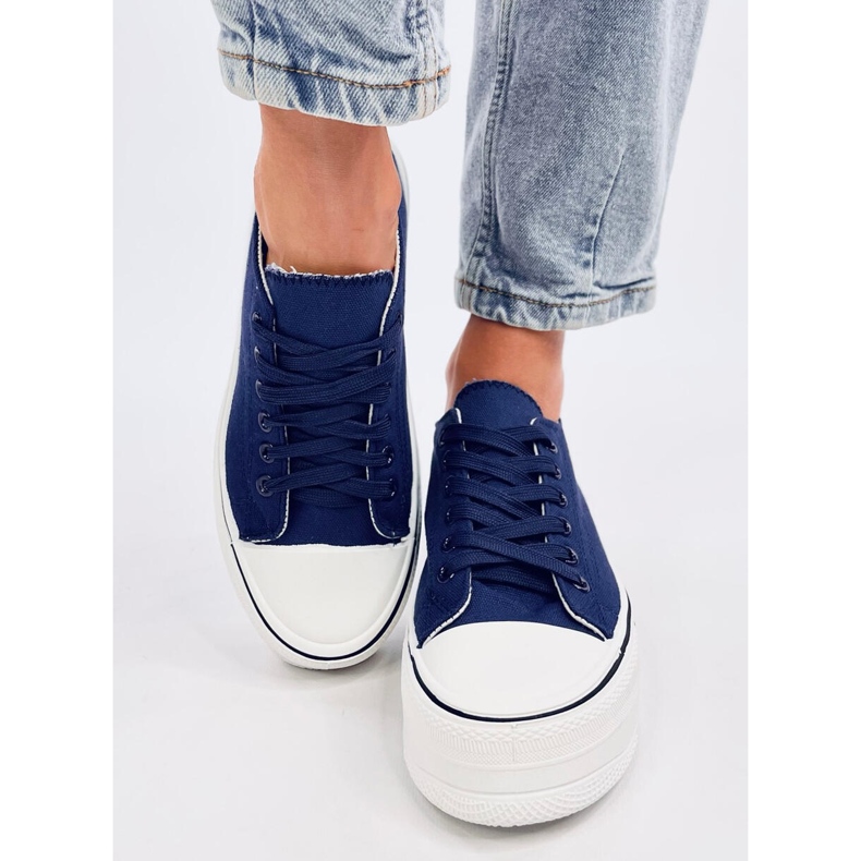 Sneakers Loic Navy con suola alta blu 1