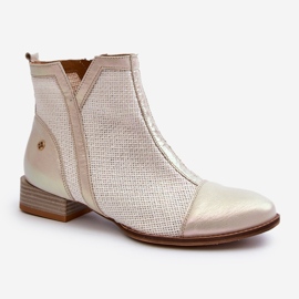 Stivali Tacco Basso da Donna in Pelle Maciejka 06397-22 Beige Chiaro 1