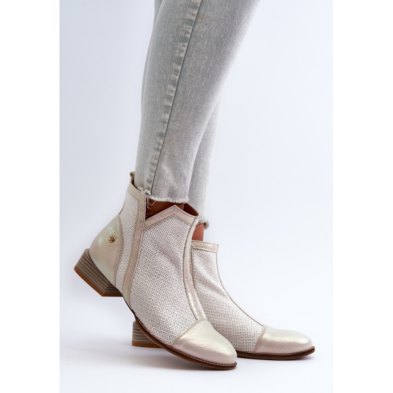 Stivali Tacco Basso da Donna in Pelle Maciejka 06397-22 Beige Chiaro 2