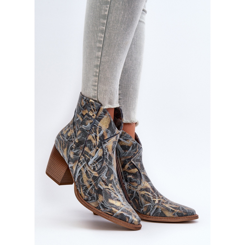 Stivali da cowboy in pelle da donna con tacco alto Maciejka 05776-13 Blu 2