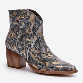 Stivali da cowboy in pelle da donna con tacco alto Maciejka 05776-13 Blu 1