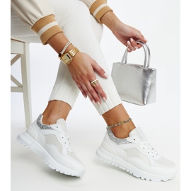 Sneakers bianche con plateau e glitter Evelia bianco 1