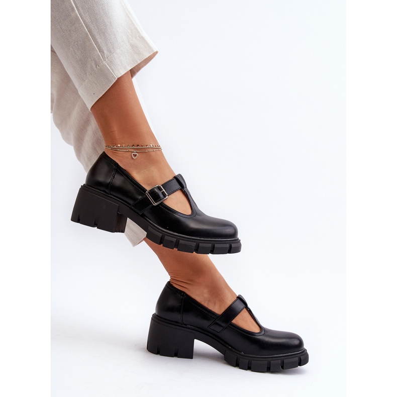 Jezzi Scarpe Da Donna In Eco Pelle Con Plateau E Blocco, Nero Emelna 1