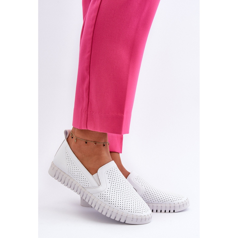 Vinceza Scarpe Slip-On In Pelle Traforata Da Donna, Theophia Bianca bianco 2