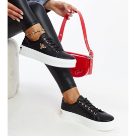 Scarpe in pelle nera con fibbia decorativa nero 1