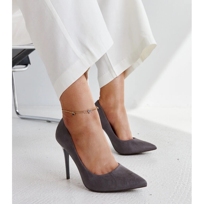 Decollete grigio scuro con inserto in pelle Amedie 1