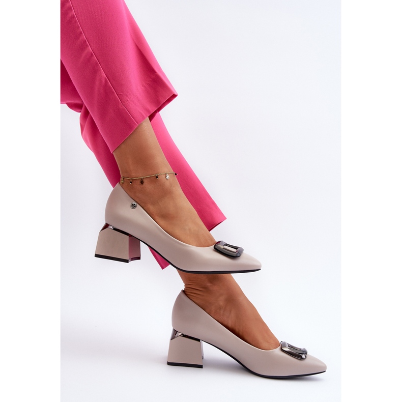 Vinceza Decolleté Tacco Alto A Blocco Con Decorazione, Eco Pelle, Sarala Grigia grigio 1