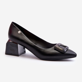 Vinceza Décolleté con tacco largo e decorazione, Eco Pelle, Sarala Nera nero 1