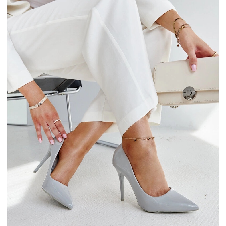 Stiletti in vernice grigia con inserto in pelle Jadoin grigio 1