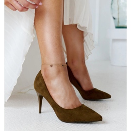 Decolleté verde scuro con inserto in pelle Paume 1