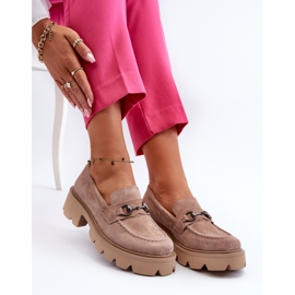 Vinceza Mocassini Chunky in pelle scamosciata beige da donna Neloria 1