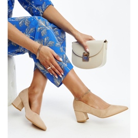 Décolleté beige a tacco alto con inserto in pelle Paris 1