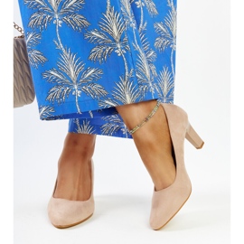 Décolleté beige a tacco alto con inserto in pelle di Lalande 2
