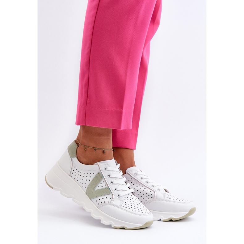 Vinceza Scarpe Sportive Leggere in Pelle da Donna Bianco Eleonori 2