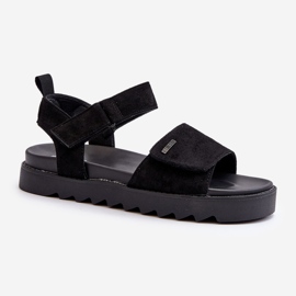 Sandali in pelle scamosciata da donna sulla piattaforma Big Star NN274700 neri nero 1