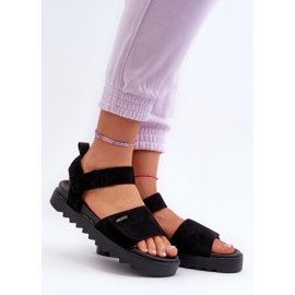 Sandali in pelle scamosciata da donna sulla piattaforma Big Star NN274700 neri nero 2