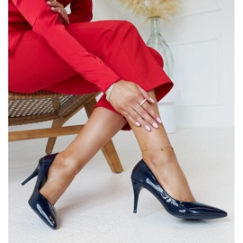 Stiletto in vernice blu navy con inserto in pelle Alsacea 1