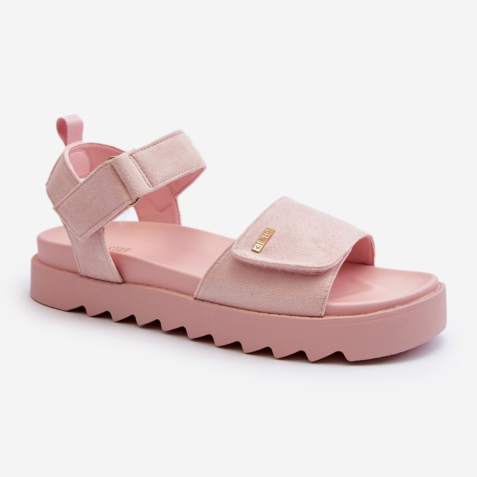 Sandali in pelle scamosciata da donna sulla piattaforma Big Star NN274701 Rosa 1