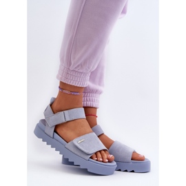 Sandali in pelle scamosciata da donna sulla piattaforma Big Star NN274706 Blu 2