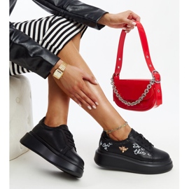 Scarpe in pelle nera con fibbia decorativa nero 1