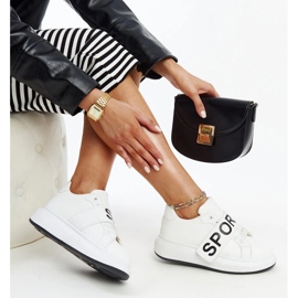 Scarpe in pelle blu con fibbia decorativa bianco 1