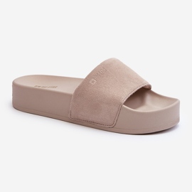 Ciabatte in pelle scamosciata da donna sulla piattaforma Big Star NN274A671 Beige 1