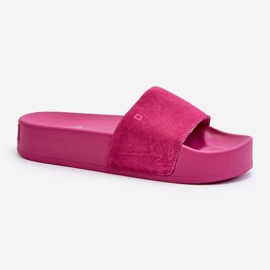 Ciabatte in pelle scamosciata da donna sulla piattaforma Big Star NN274A672 Fucsia rosa 2