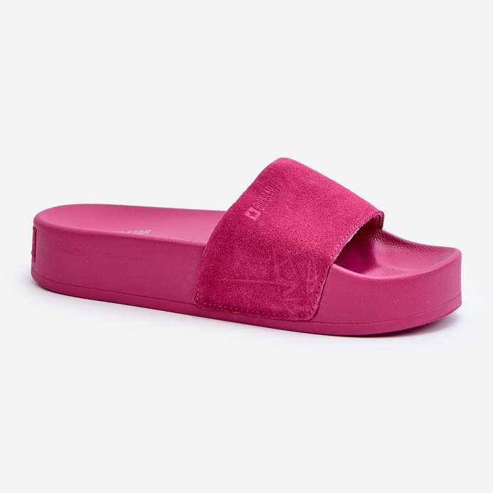 Ciabatte in pelle scamosciata da donna sulla piattaforma Big Star NN274A672 Fucsia rosa 2